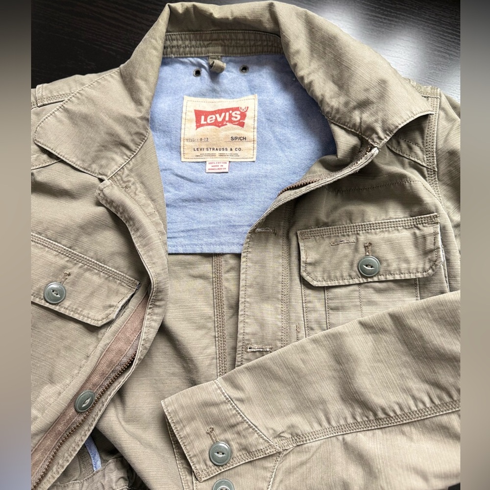 Levi’s Olive Utility Field Jacket Military Cotton Small - Picture 6 of 8